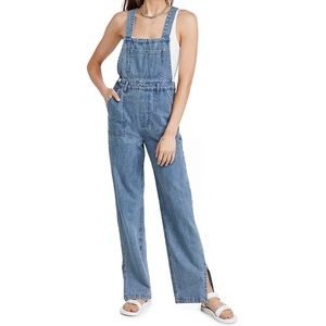 NWT WeWoreWhat Slouchy Slit Denim Overalls - Steel